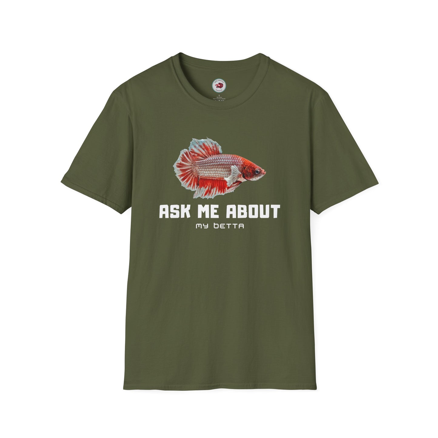 Ask Me About My Bettas Unisex Softstyle T-Shirt by ADHD Aquatics